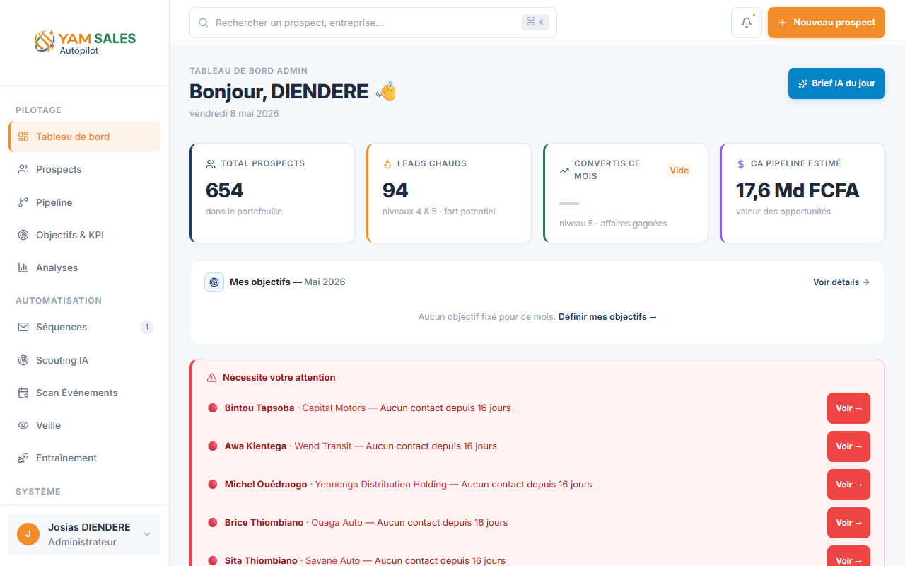 Brief IA du jour YAM Sales