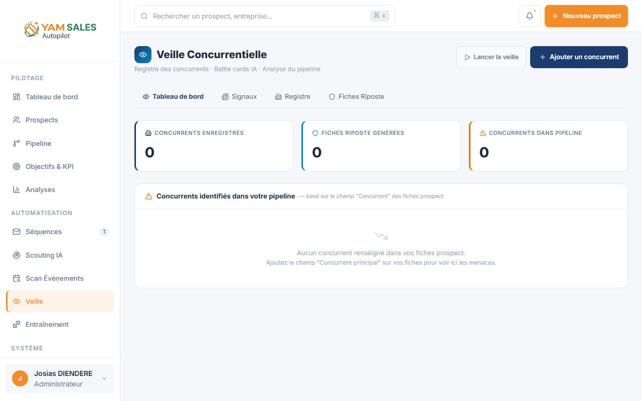Veille concurrentielle IA YAM Sales